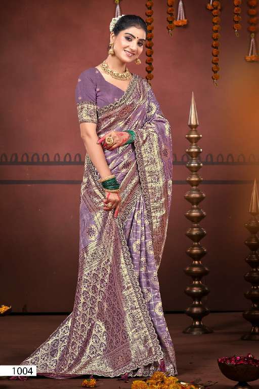 SAROJ PRESENTS MAN MARYADA SILK SAROSKI VOL-4 WHOLESALE SILK GORGEOUS LOOK SAREES CATALOG WHOLESALER AND EXPORTER 