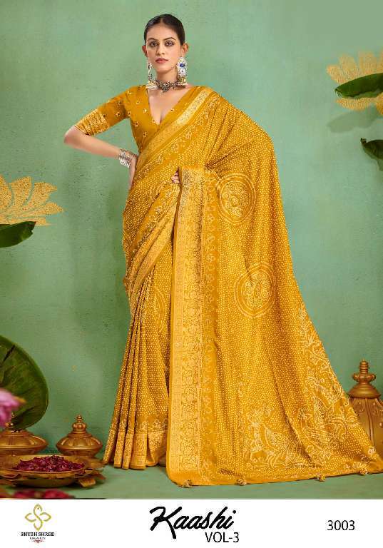 Shubh Shree Creation Kaashi Vol-3 Tussar Silk Colour Addition Sarees Catalog Wholesaler And Exporter 