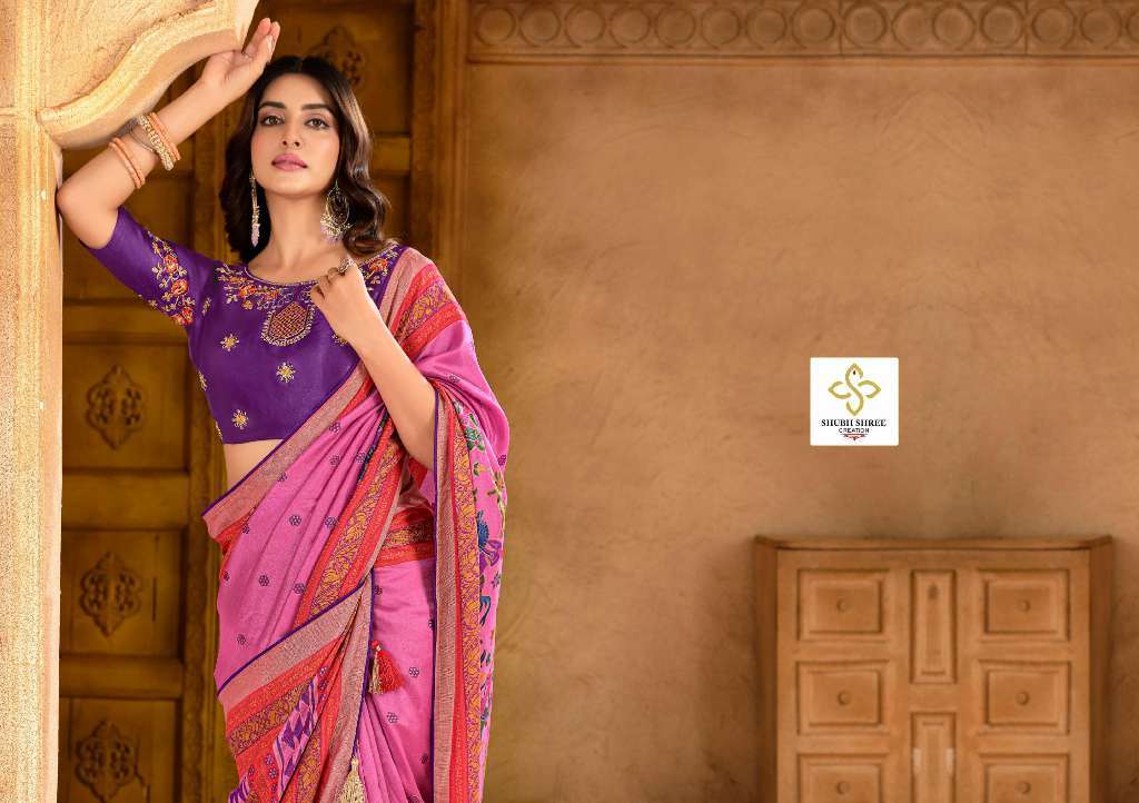 SHUBH SHREE CREATION PRESENTS PRANITA VOL-1 BRASSO ATTRACTIVE LOOK SAREES CATALOG WHOLESALER AND EXPORTER 