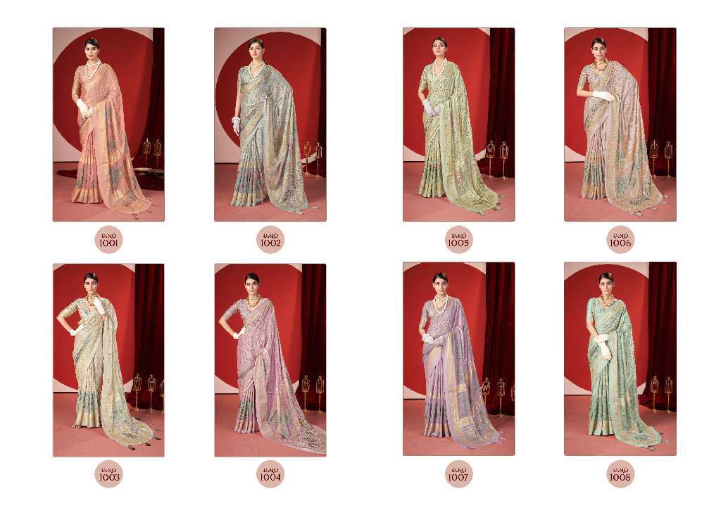 SHUBH SHREE CREATION TRINAY COLOUR ADDITION DULL MOSS BRASSO SAREES CATALOG WHOLESALER AND EXPORTER 