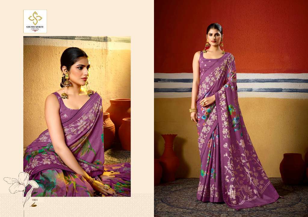 SHUBH SHREE PRESENTS CASAMIA WHOLESALE TUSSER SILK WITH DIGITAL AND WAX PRINT ATTRACTIVE LOOK SAREES CATALOG WHOLESALER AND EXPORTER 