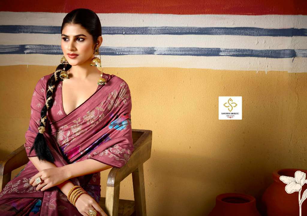 SHUBH SHREE PRESENTS CASAMIA WHOLESALE TUSSER SILK WITH DIGITAL AND WAX PRINT ATTRACTIVE LOOK SAREES CATALOG WHOLESALER AND EXPORTER 