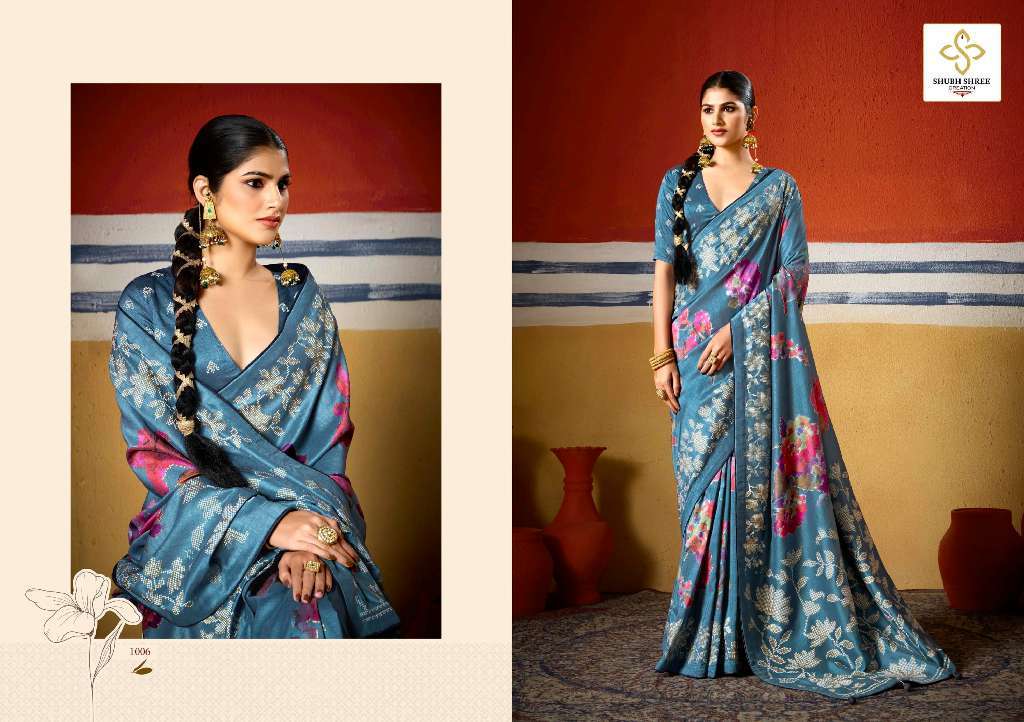 SHUBH SHREE PRESENTS CASAMIA WHOLESALE TUSSER SILK WITH DIGITAL AND WAX PRINT ATTRACTIVE LOOK SAREES CATALOG WHOLESALER AND EXPORTER 