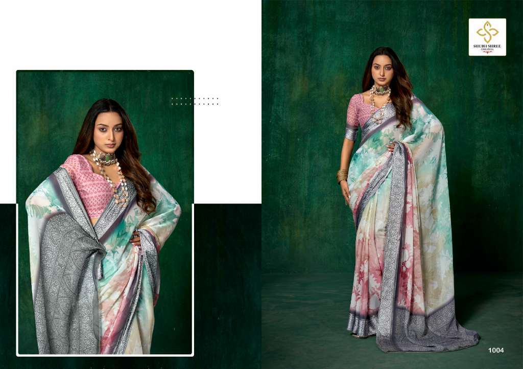 SHUBH SHREE PRESENTS SAAZ VOL-1 WHOLESALE MASS MELI WEAVING BORDER WITH PRINT STYLISH SAREE FOR WOMEN CATALOG WHOLESALER 