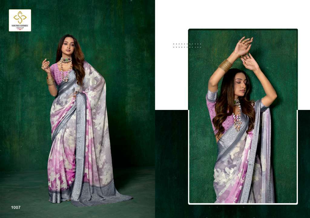 SHUBH SHREE PRESENTS SAAZ VOL-1 WHOLESALE MASS MELI WEAVING BORDER WITH PRINT STYLISH SAREE FOR WOMEN CATALOG WHOLESALER 
