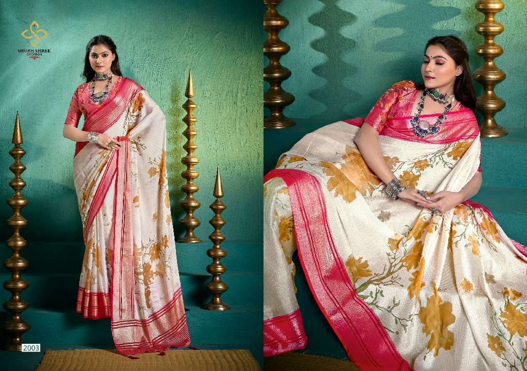 SHUBH SHREE PRESENTS TASHI VOL-2 WHOLESALE ZENI BRASSO FANCY FOIL PRINT GORGEOUS LOOK SAREES CATALOG WHOLESALER AND EXPORTER 