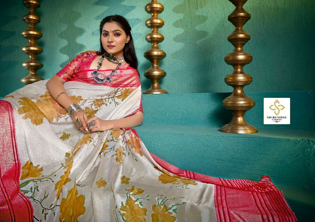 SHUBH SHREE PRESENTS TASHI VOL-2 WHOLESALE ZENI BRASSO FANCY FOIL PRINT GORGEOUS LOOK SAREES CATALOG WHOLESALER AND EXPORTER 