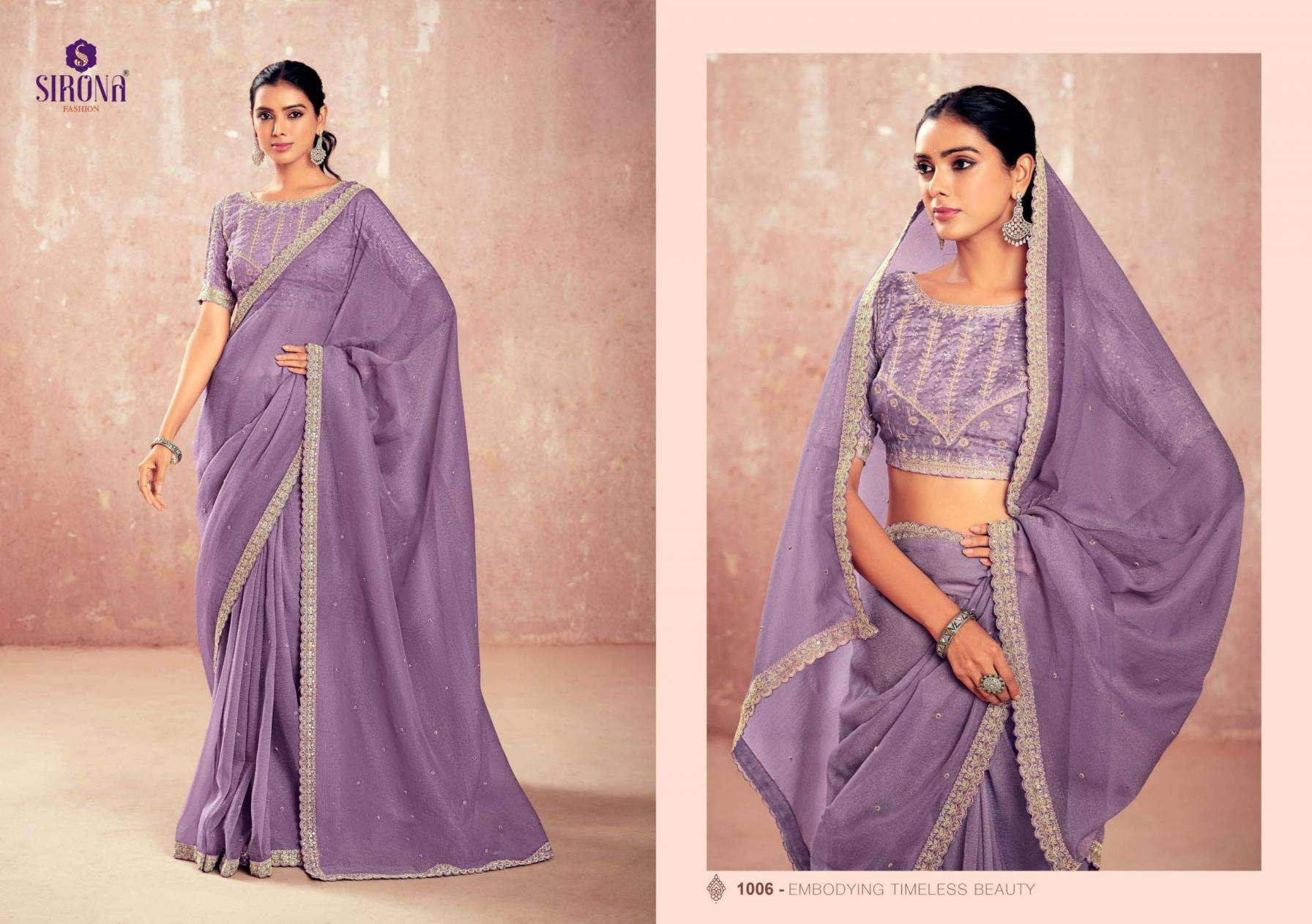 Sirona Fashion Presents Shamika Kivi Crunchy Chiffon Classic Look Saree Catalog Wholesaler And Exporter 