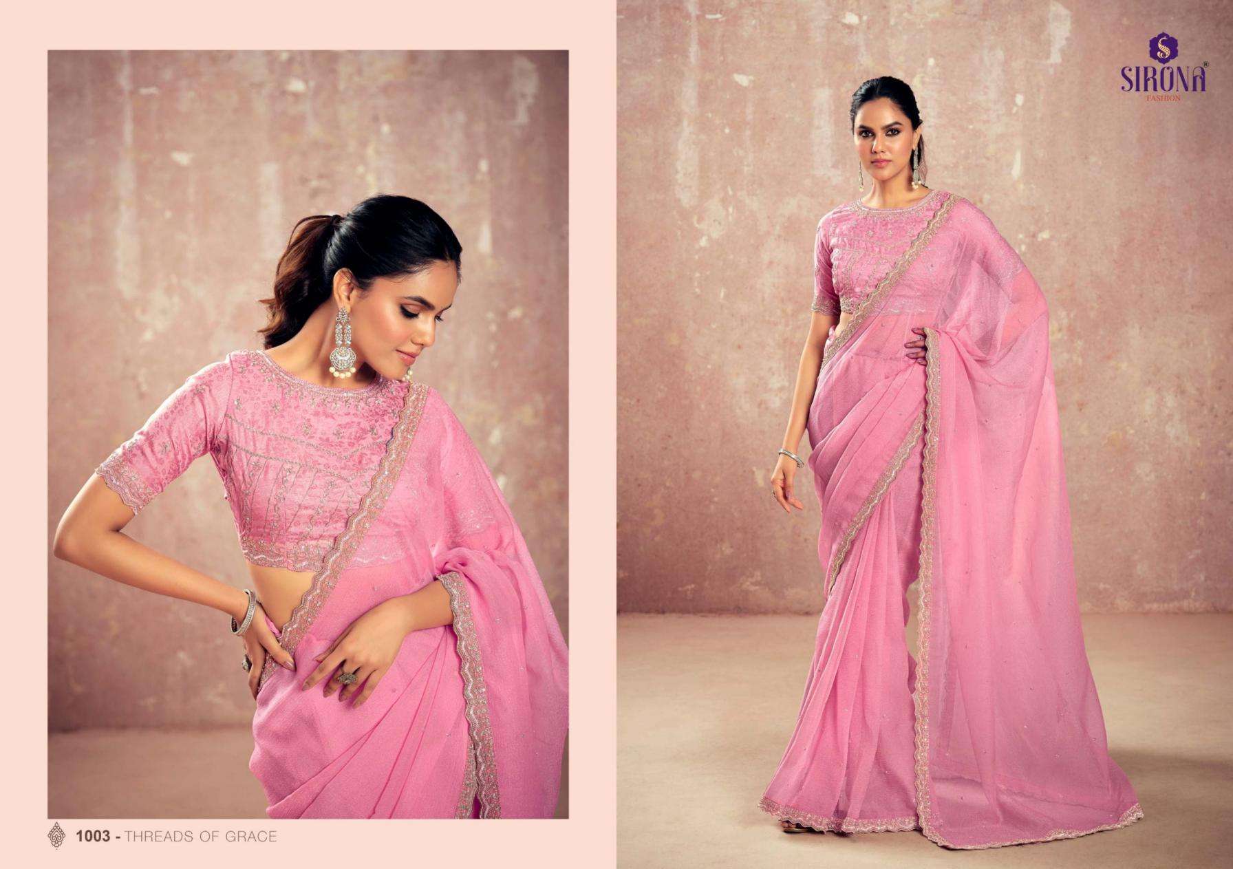 Sirona Fashion Presents Shamika Kivi Crunchy Chiffon Classic Look Saree Catalog Wholesaler And Exporter 