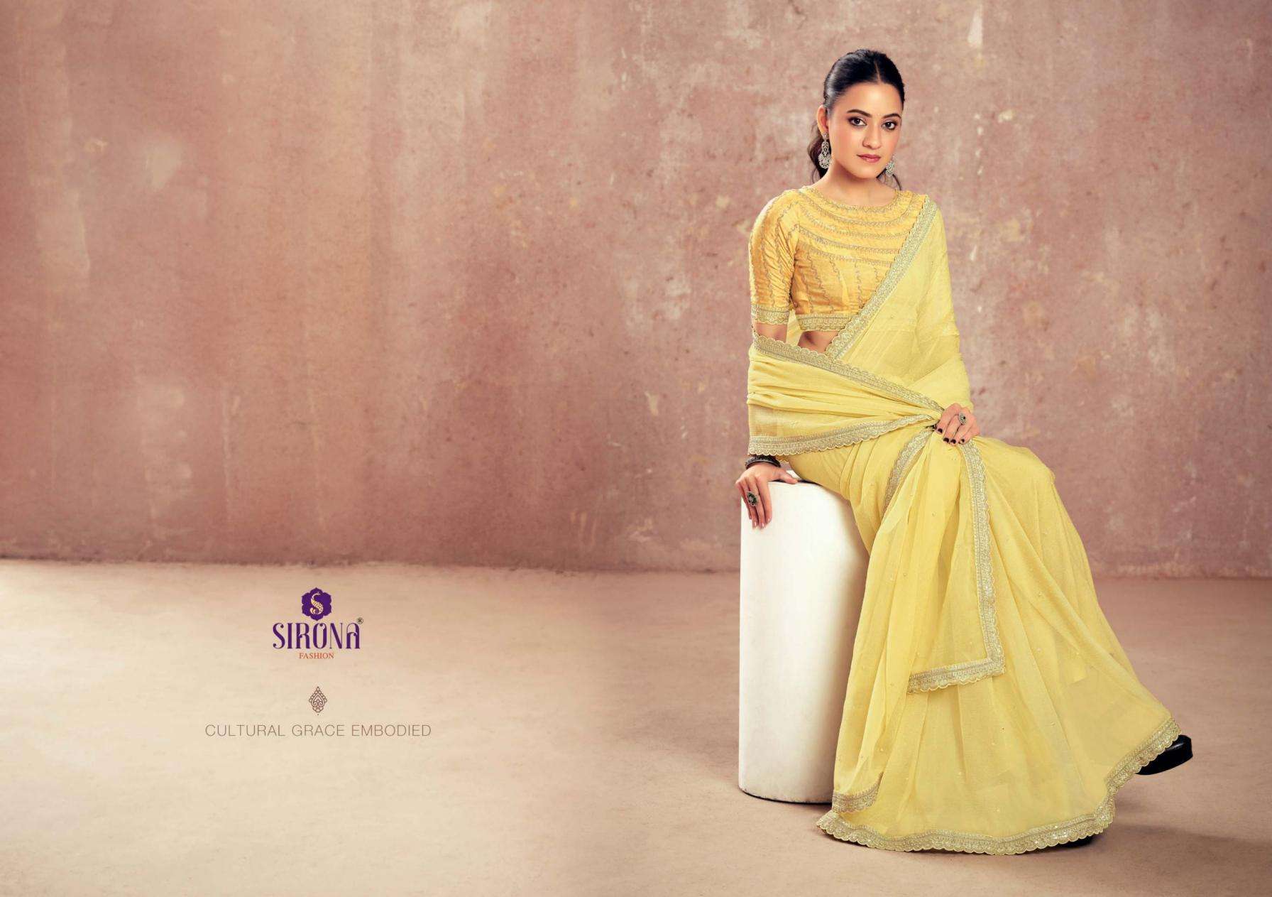 Sirona Fashion Presents Shamika Kivi Crunchy Chiffon Classic Look Saree Catalog Wholesaler And Exporter 
