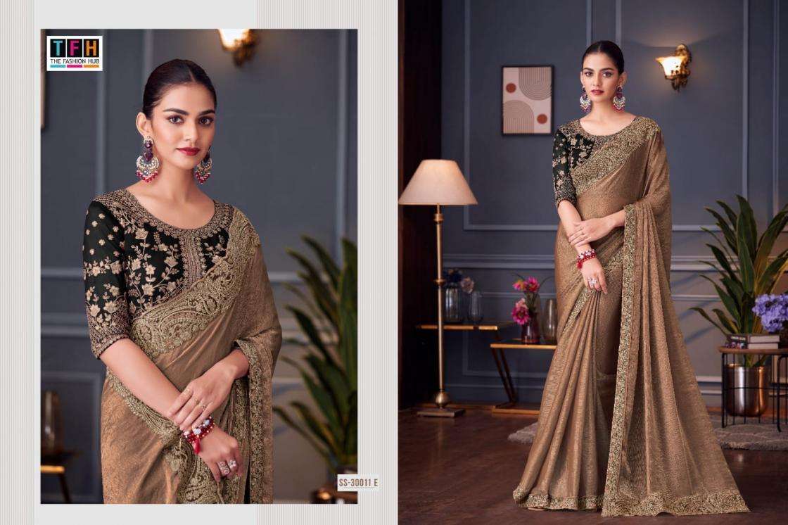 TFH Presents Silver Screen Vol-20 33011 Series Tone Silk Wedding Special Sarees For Womens Catalog Wholesaler And Exporter 