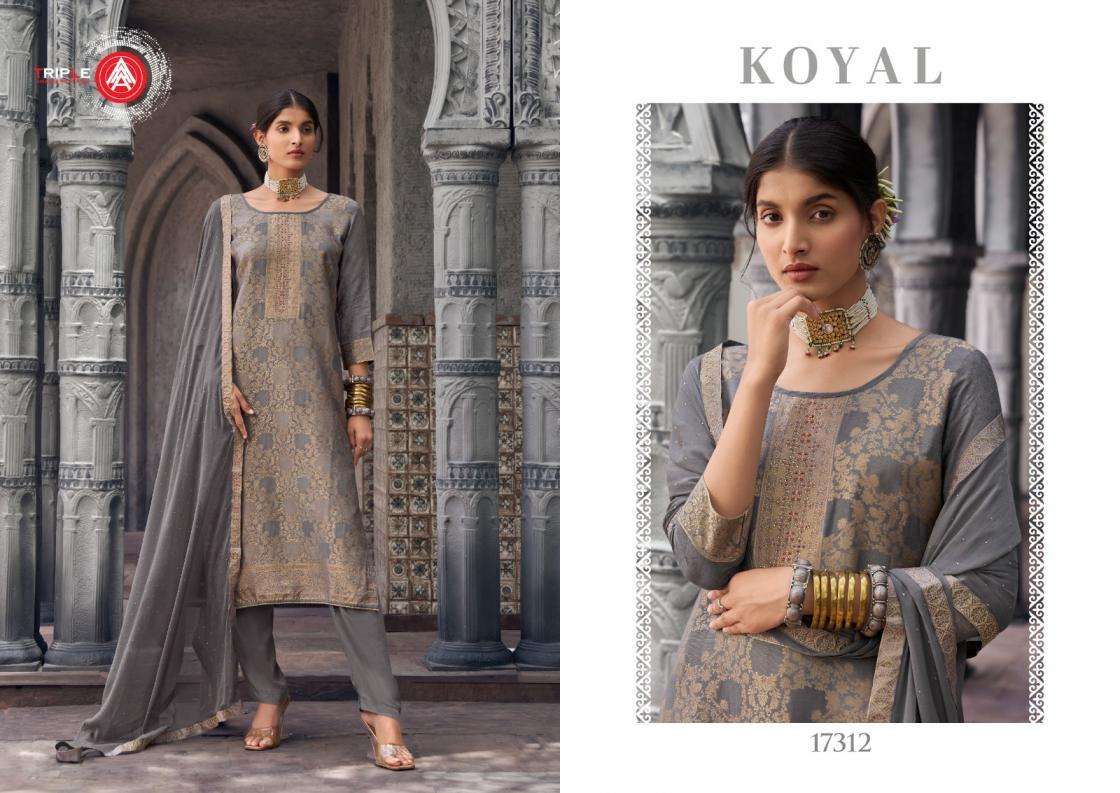 Triple A Presents Koyal Muslin Jacquard Amazing Salwar Suits Catalog Wholealer And EXporter 