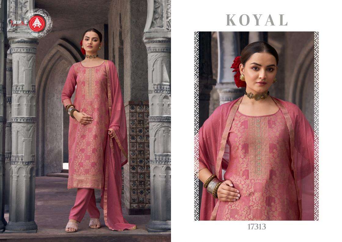 Triple A Presents Koyal Muslin Jacquard Amazing Salwar Suits Catalog Wholealer And EXporter 