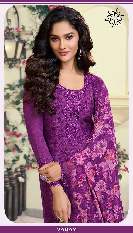 Vinay Presents Silkina Royal Crepe Vol-47 Wholesale Royal Crepe With Work Salwar Suits Catalog Wholesaler 