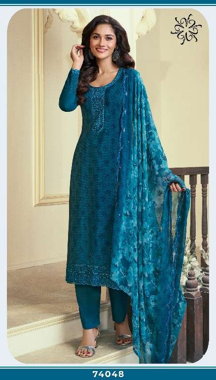 Vinay Presents Silkina Royal Crepe Vol-47 Wholesale Royal Crepe With Work Salwar Suits Catalog Wholesaler 