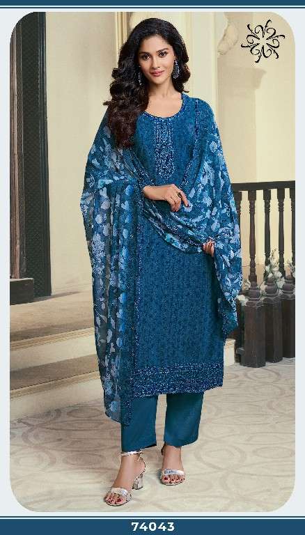 Vinay Presents Silkina Royal Crepe Vol-47 Wholesale Royal Crepe With Work Salwar Suits Catalog Wholesaler 