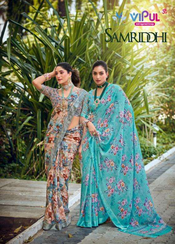 VIPUL PRESENTS SAMRIDDHI NEW GORGETTE SAREE COLLECTION CATALOG WHOLESALER AND EXPORTER 