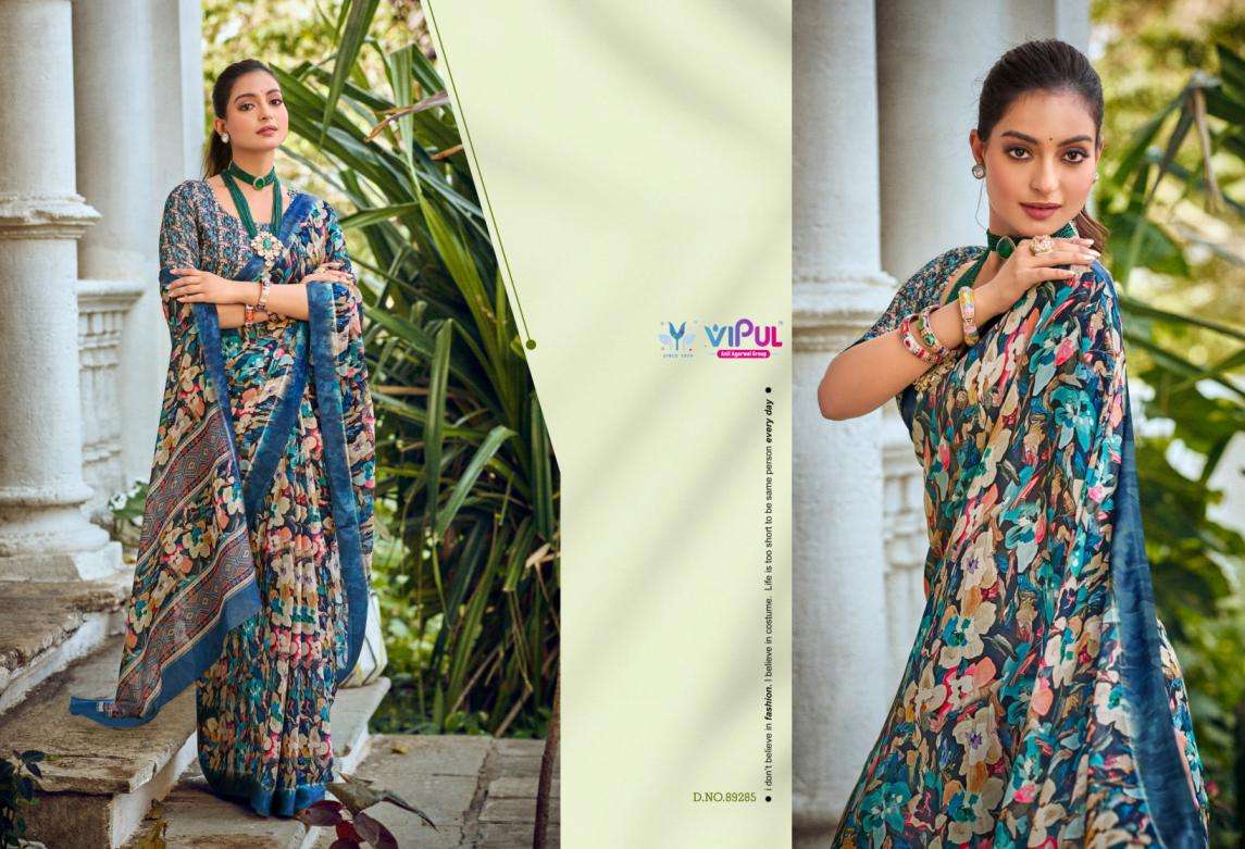 VIPUL PRESENTS SAMRIDDHI NEW GORGETTE SAREE COLLECTION CATALOG WHOLESALER AND EXPORTER 
