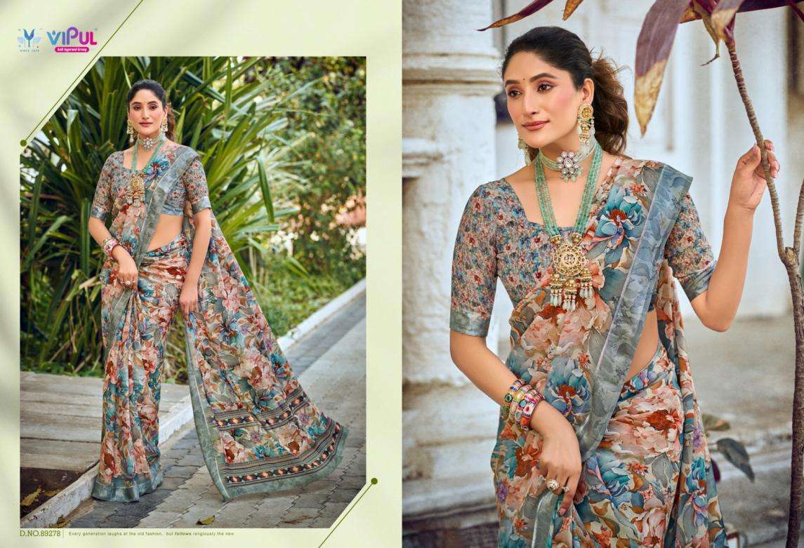 VIPUL PRESENTS SAMRIDDHI NEW GORGETTE SAREE COLLECTION CATALOG WHOLESALER AND EXPORTER 