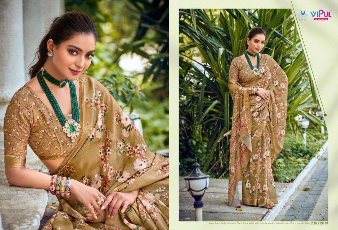 VIPUL PRESENTS SAMRIDDHI NEW GORGETTE SAREE COLLECTION CATALOG WHOLESALER AND EXPORTER 