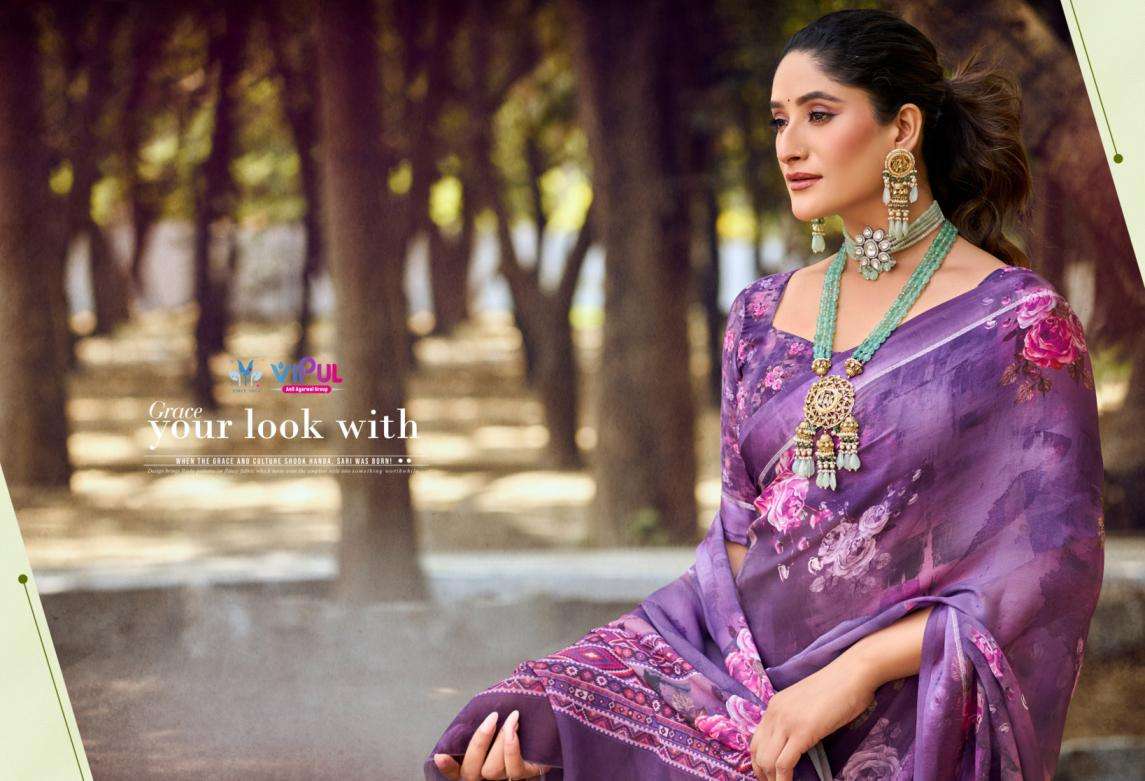 VIPUL PRESENTS SAMRIDDHI NEW GORGETTE SAREE COLLECTION CATALOG WHOLESALER AND EXPORTER 