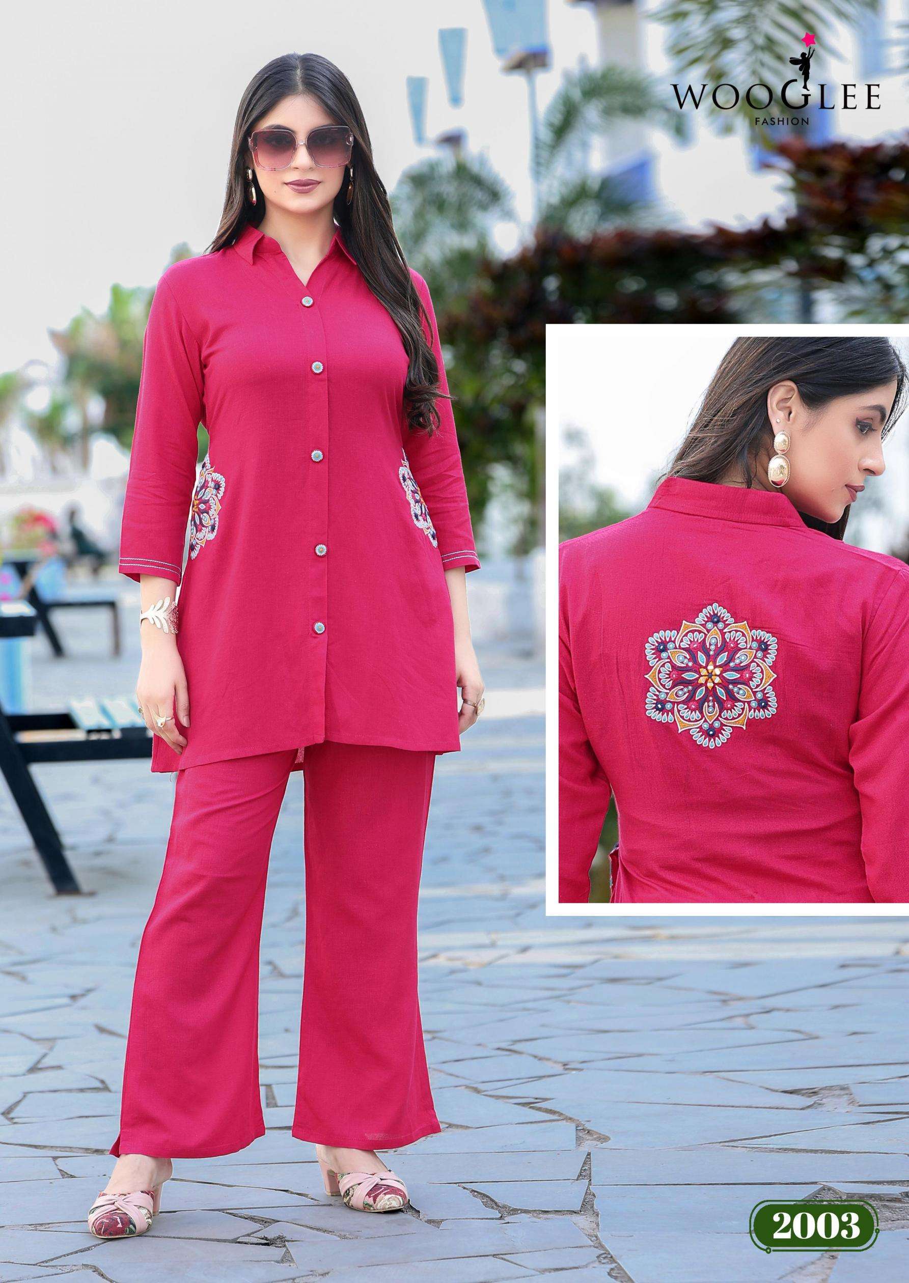 Wooglee Presents Elina Full Stitch Cotton Elegance Co-Ord Sets Catalog Wholesaler And Exporter 