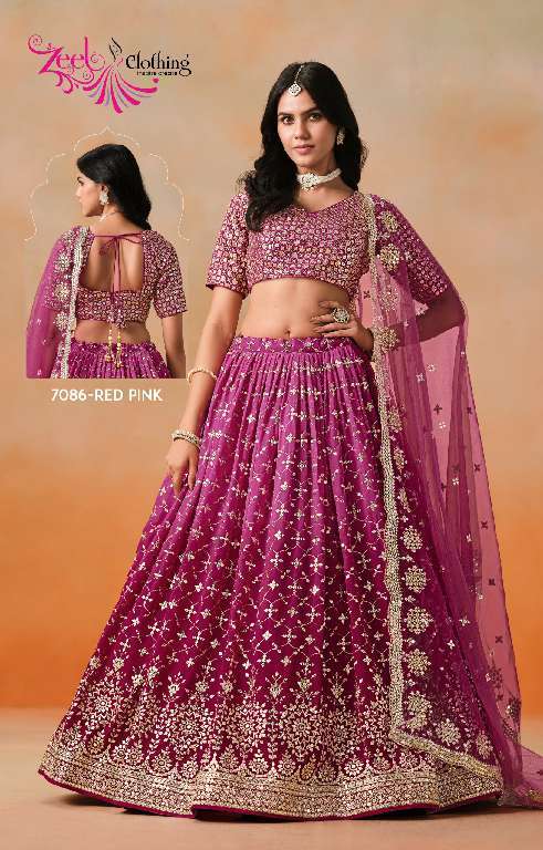 ZEEL CLOTHING PRESENTS ELEGANCE 7086 COLORS WHOLESALE GEORGETTE UNIQUE COLORS DESIGNER LEHENGAS