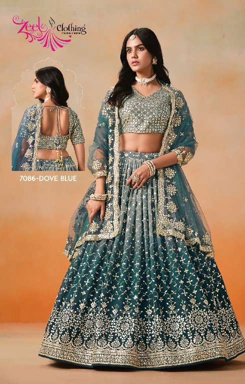 ZEEL CLOTHING PRESENTS ELEGANCE 7086 COLORS WHOLESALE GEORGETTE UNIQUE COLORS DESIGNER LEHENGAS