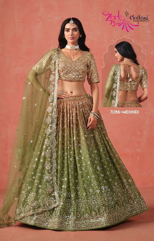 ZEEL CLOTHING PRESENTS ELEGANCE 7086 COLORS WHOLESALE GEORGETTE UNIQUE COLORS DESIGNER LEHENGAS