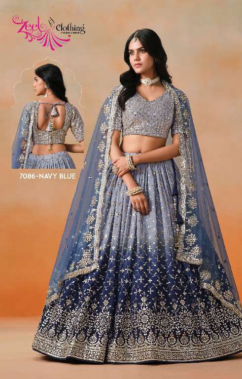 ZEEL CLOTHING PRESENTS ELEGANCE 7086 COLORS WHOLESALE GEORGETTE UNIQUE COLORS DESIGNER LEHENGAS