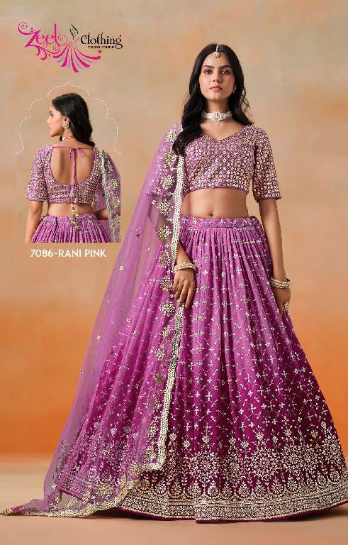 ZEEL CLOTHING PRESENTS ELEGANCE 7086 COLORS WHOLESALE GEORGETTE UNIQUE COLORS DESIGNER LEHENGAS