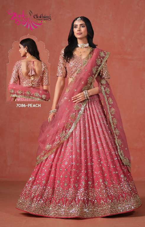 ZEEL CLOTHING PRESENTS ELEGANCE 7086 COLORS WHOLESALE GEORGETTE UNIQUE COLORS DESIGNER LEHENGAS