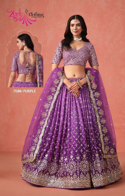 ZEEL CLOTHING PRESENTS ELEGANCE 7086 COLORS WHOLESALE GEORGETTE UNIQUE COLORS DESIGNER LEHENGAS