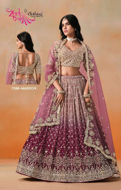 ZEEL CLOTHING PRESENTS ELEGANCE 7086 COLORS WHOLESALE GEORGETTE UNIQUE COLORS DESIGNER LEHENGAS