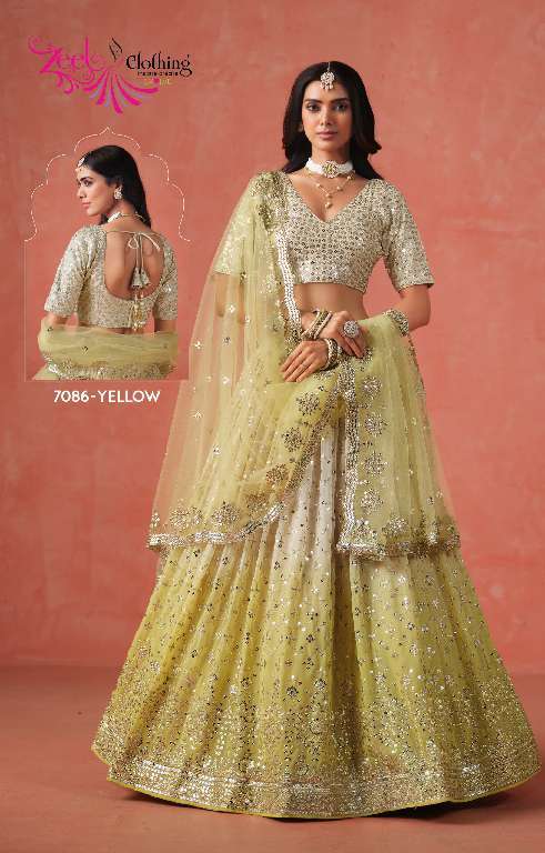 ZEEL CLOTHING PRESENTS ELEGANCE 7086 COLORS WHOLESALE GEORGETTE UNIQUE COLORS DESIGNER LEHENGAS
