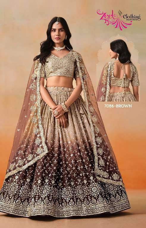 ZEEL CLOTHING PRESENTS ELEGANCE 7086 COLORS WHOLESALE GEORGETTE UNIQUE COLORS DESIGNER LEHENGAS