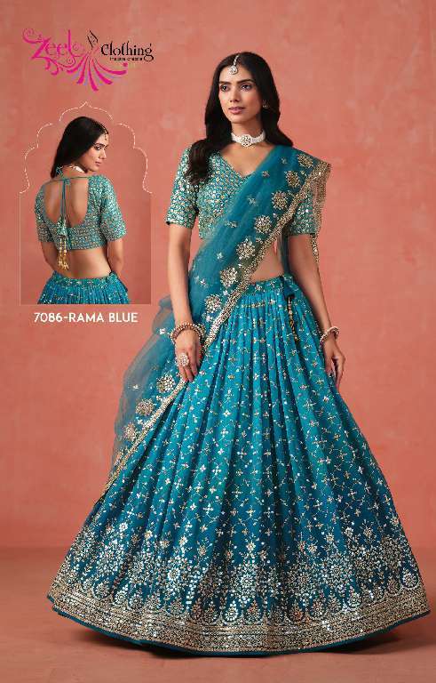 ZEEL CLOTHING PRESENTS ELEGANCE 7086 COLORS WHOLESALE GEORGETTE UNIQUE COLORS DESIGNER LEHENGAS