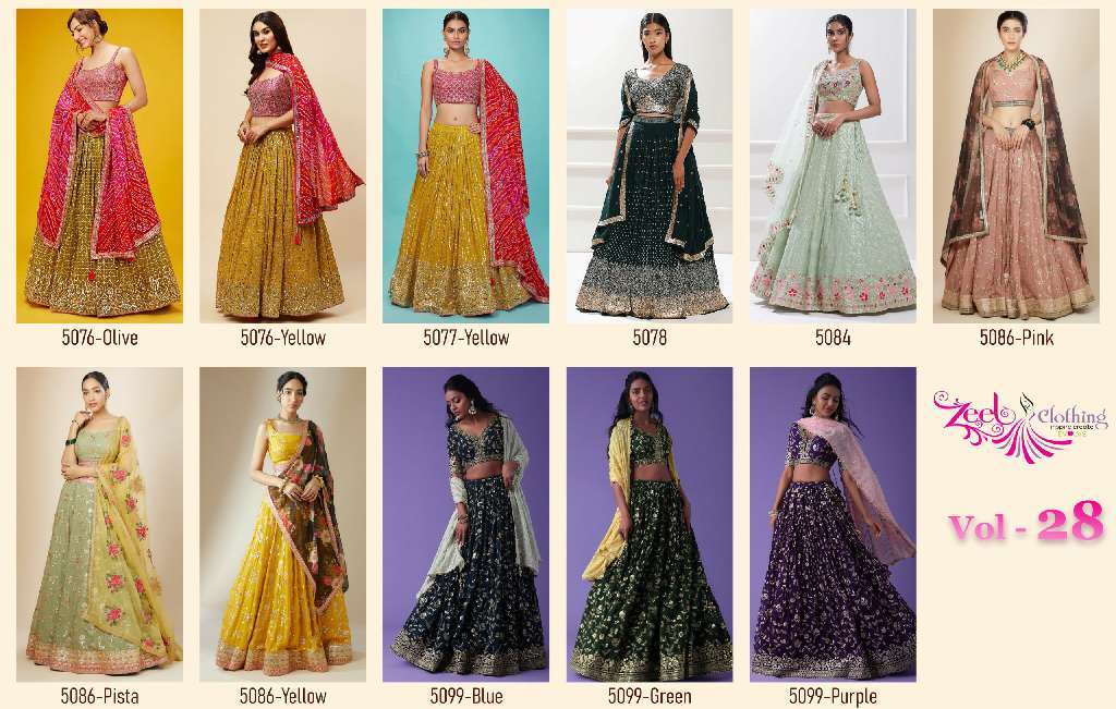 Zeel Clothing Presents Zeel Vol-28 Wholesale Fashionable Lehenga Choli Catalog Wholesaler And Exporter 