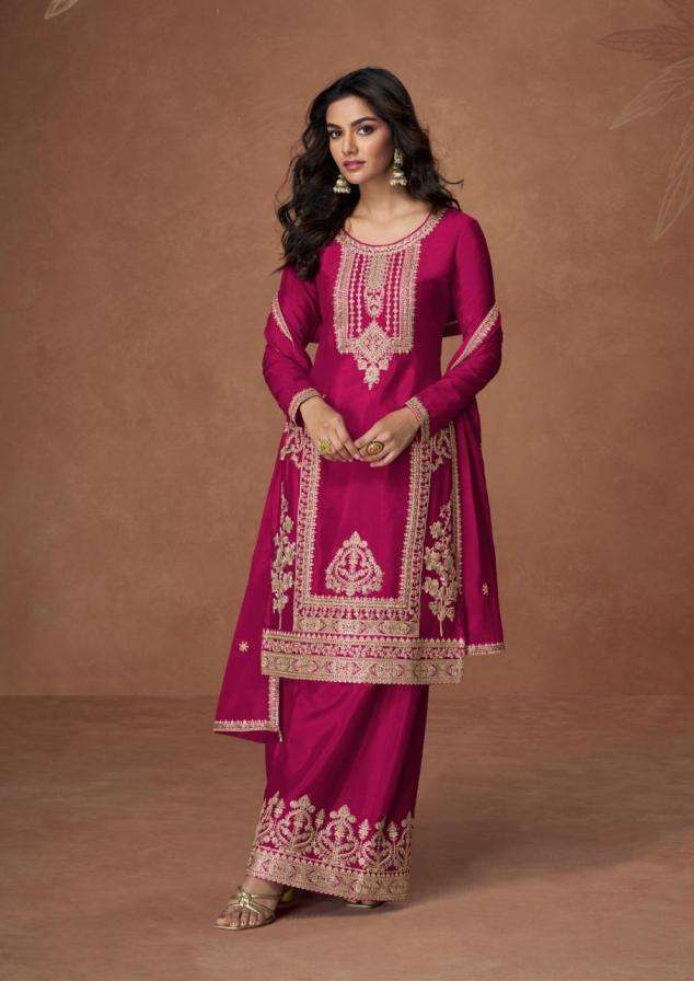 Aashirwad Creation Presents Anupama Chinon Silk Readymade Fashionable Suits Catalog Wholesaler And Exporter 