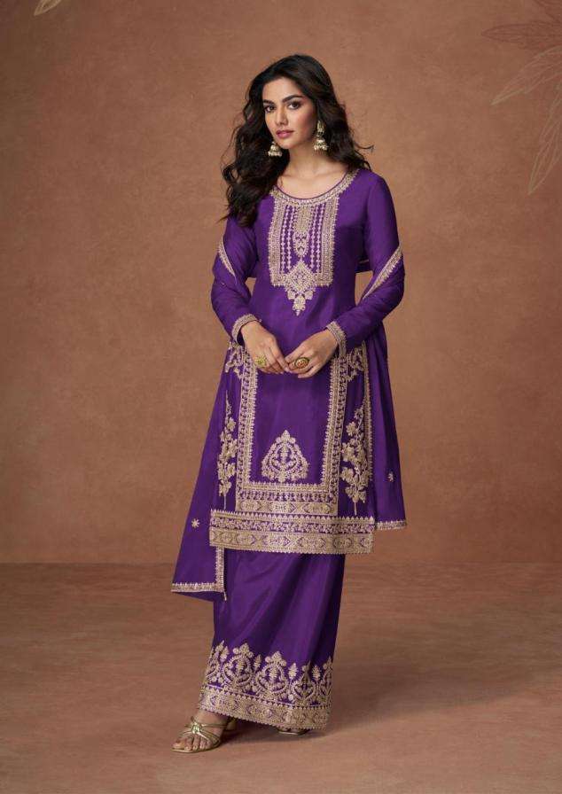 Aashirwad Creation Presents Anupama Chinon Silk Readymade Fashionable Suits Catalog Wholesaler And Exporter 