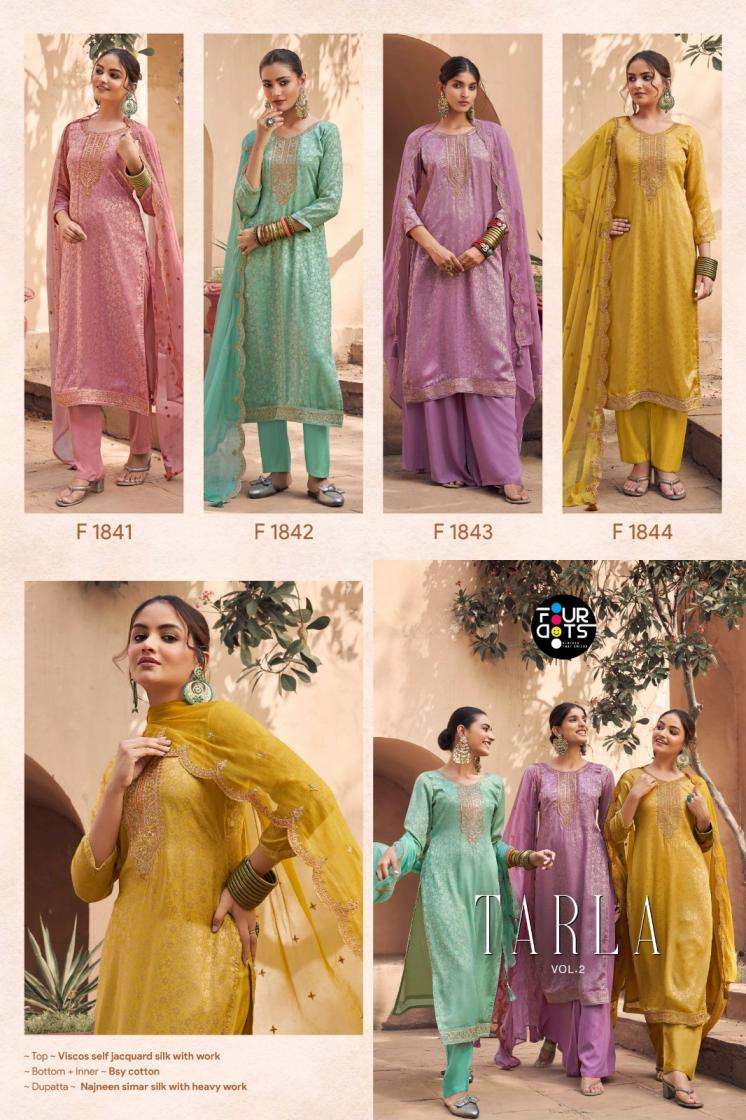 FOURDOTS PRESENTS TARLA VOL-2 DESIGNER STRAIGHT SALWAR SUITS CATALOG WHOLESALER AND EXPORTER 