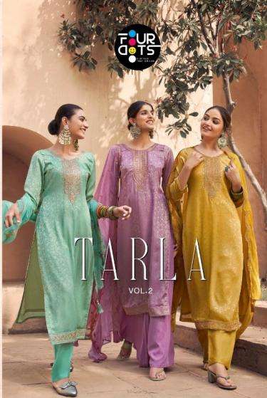 FOURDOTS PRESENTS TARLA VOL-2 DESIGNER STRAIGHT SALWAR SUITS CATALOG WHOLESALER AND EXPORTER 