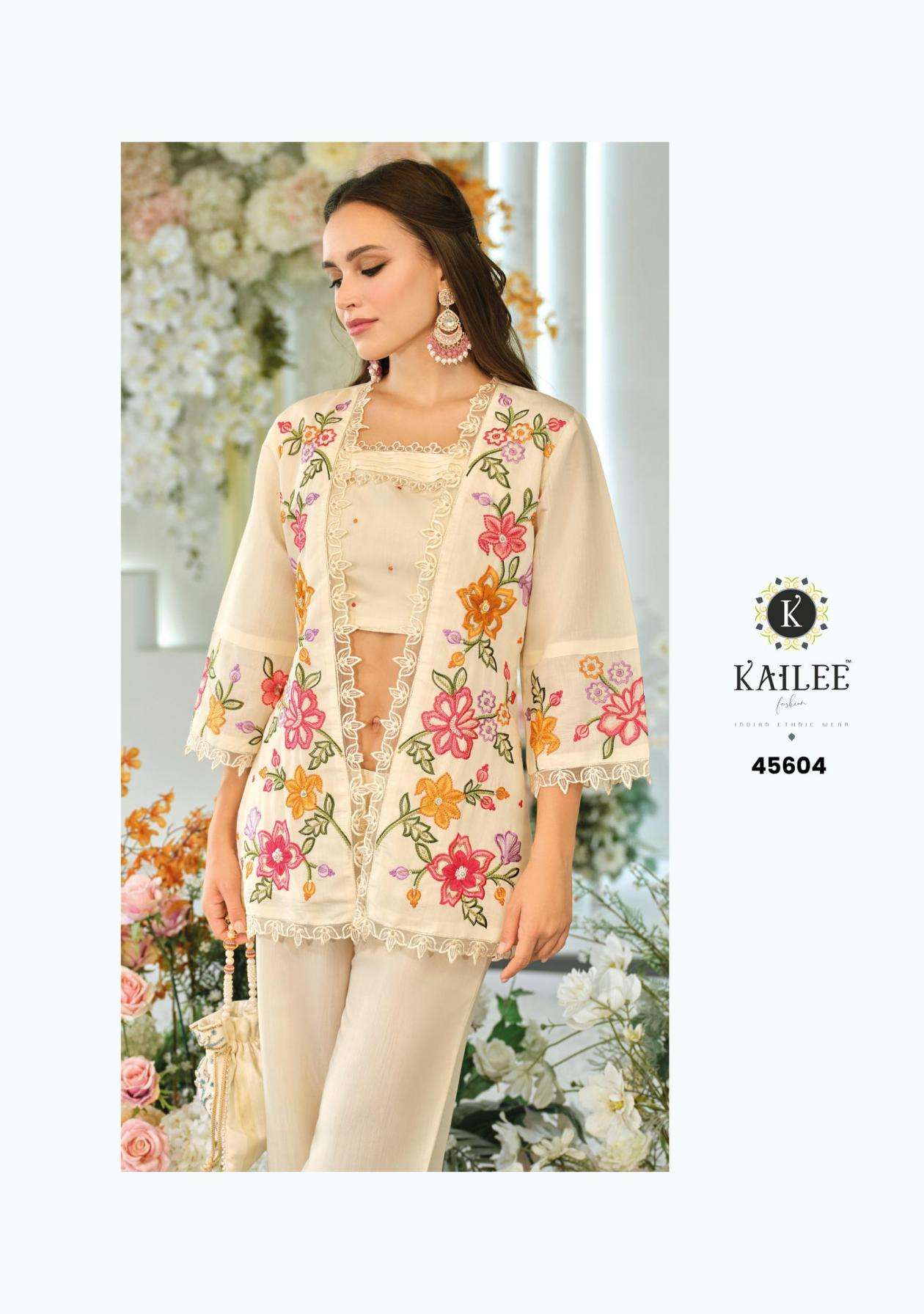 Kailee fashion Bloom Vol-2 Viscose Organza Fully Stitch Exclusive Top Plazzo With Koti Style Dress Catalog Wholesaler And Exporter 