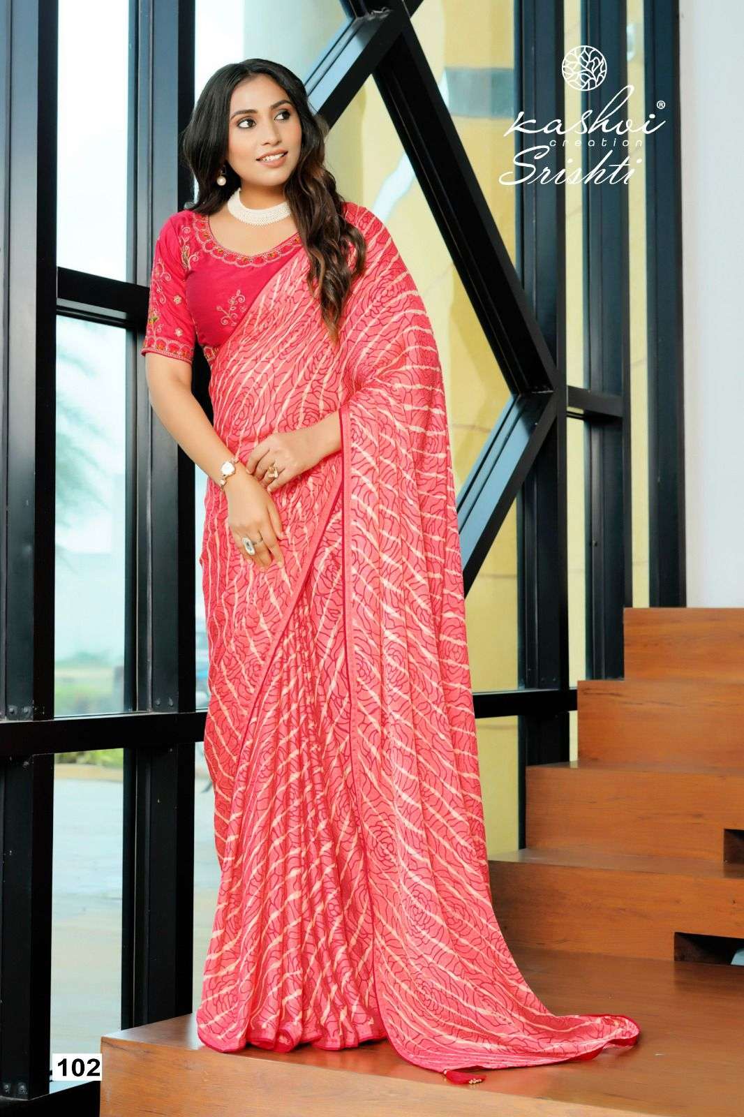 Kashvi Creation Presents Srishti Moss Chiffon Elegance Style Saree Catalog wholesaler And Exporter In Surat