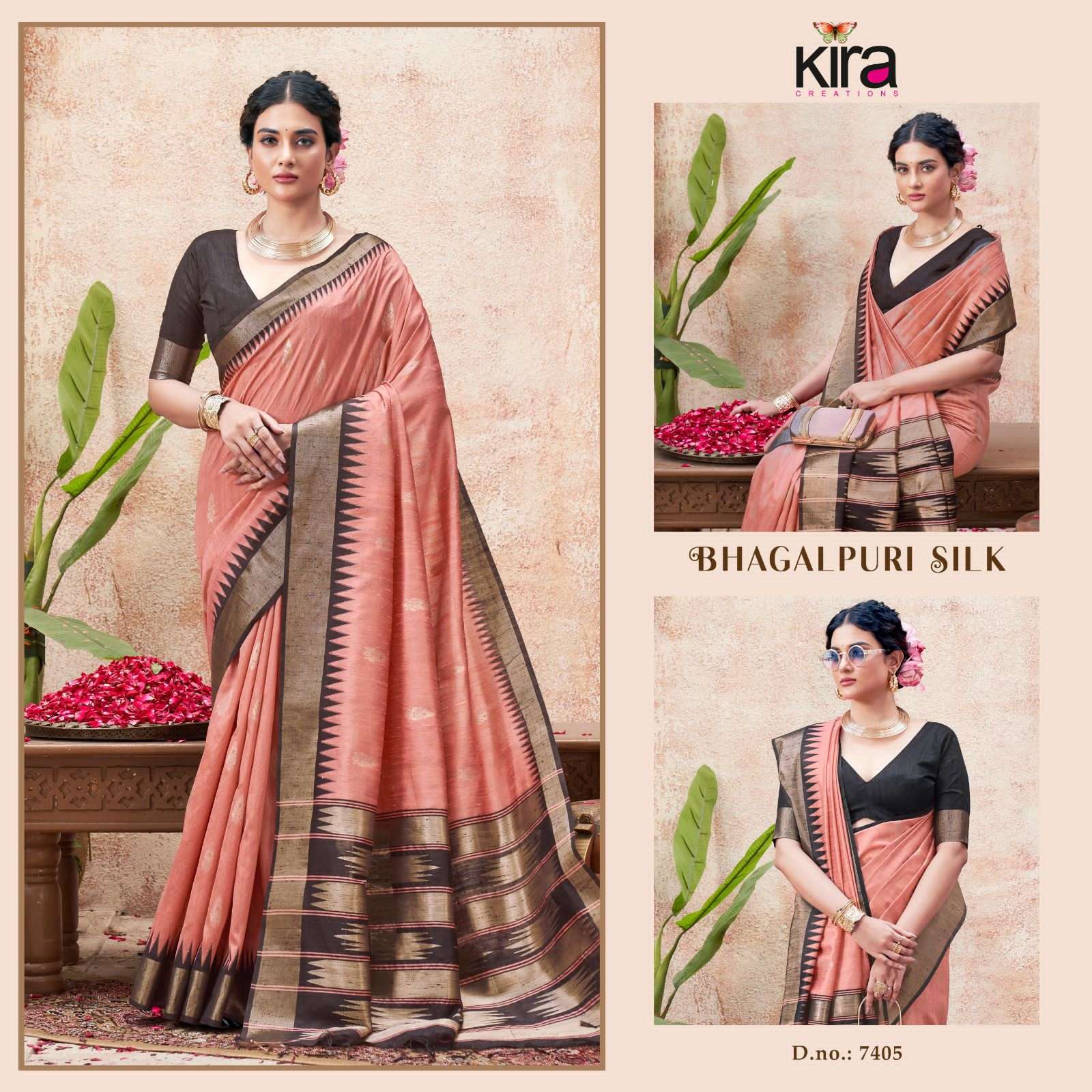 Kira Creation Presents Bhagalpuri Silk Handloom Silk Party Wear Saree Catalog Wholesaler And Exporter 