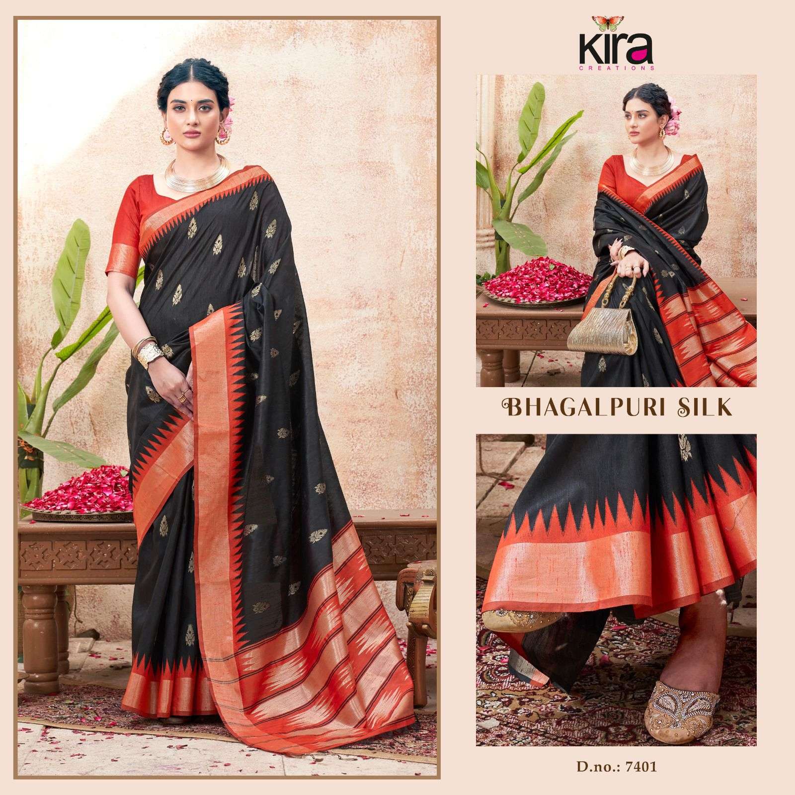 Kira Creation Presents Bhagalpuri Silk Handloom Silk Party Wear Saree Catalog Wholesaler And Exporter 