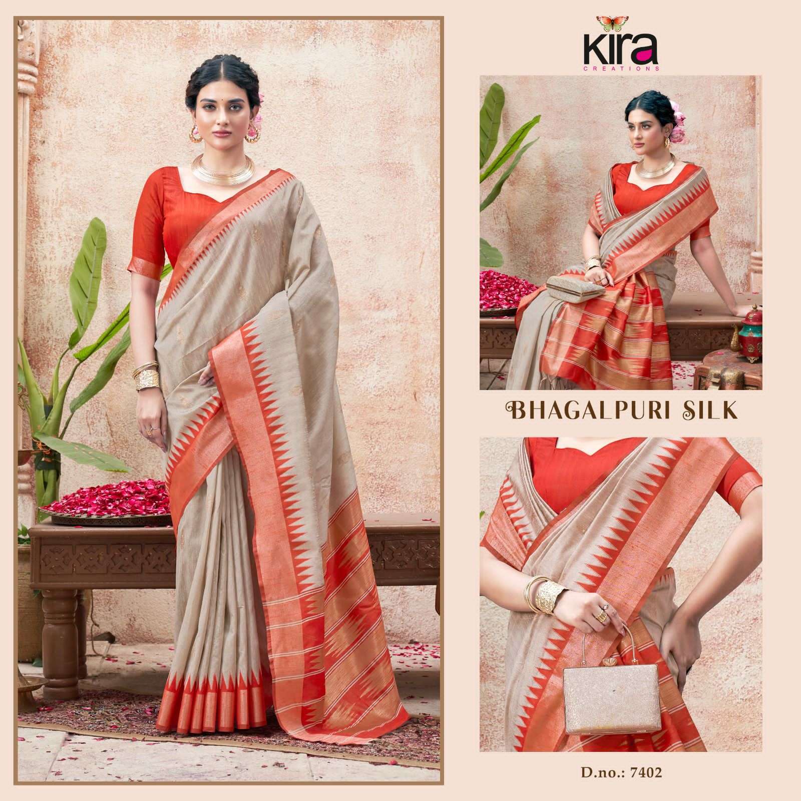 Kira Creation Presents Bhagalpuri Silk Handloom Silk Party Wear Saree Catalog Wholesaler And Exporter 