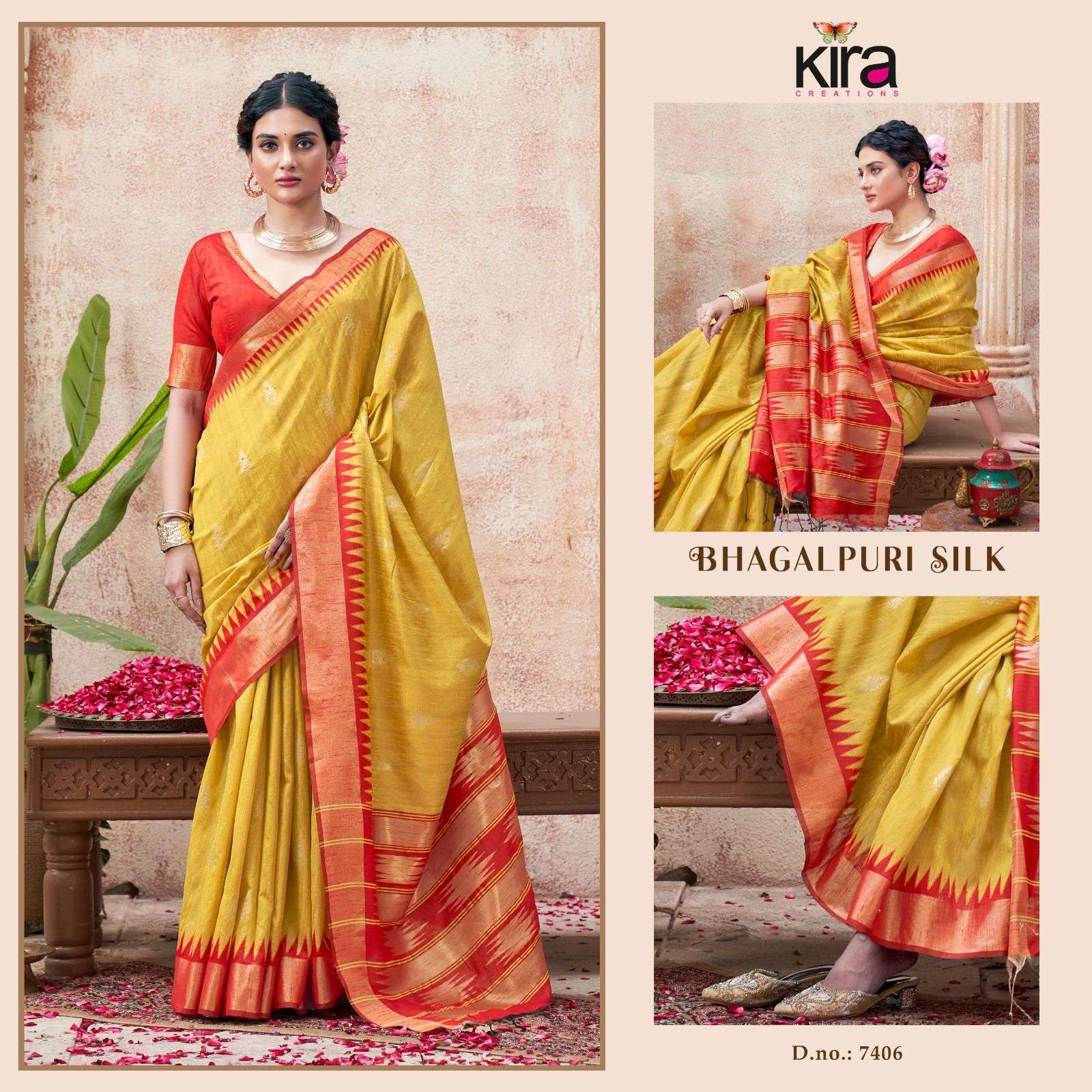 Kira Creation Presents Bhagalpuri Silk Handloom Silk Party Wear Saree Catalog Wholesaler And Exporter 