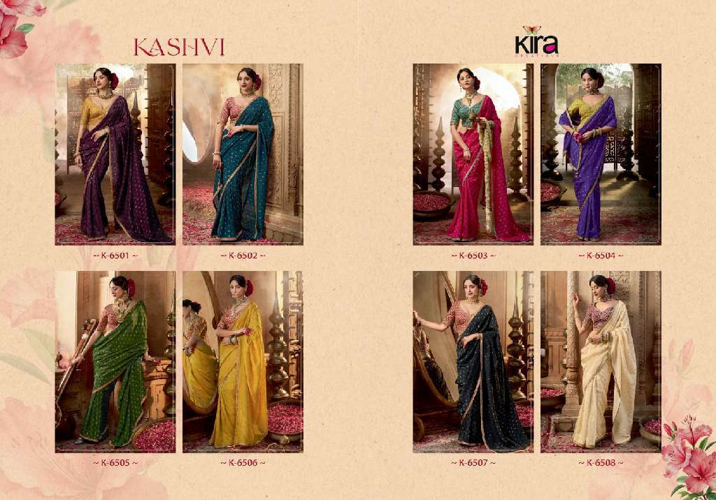 Kira Creation Presents Kashvi Wholesale Pure Viscous Crepe With Hand Dying And Butti Festival Wear Sarees Catalog wholesaler And Exporter 