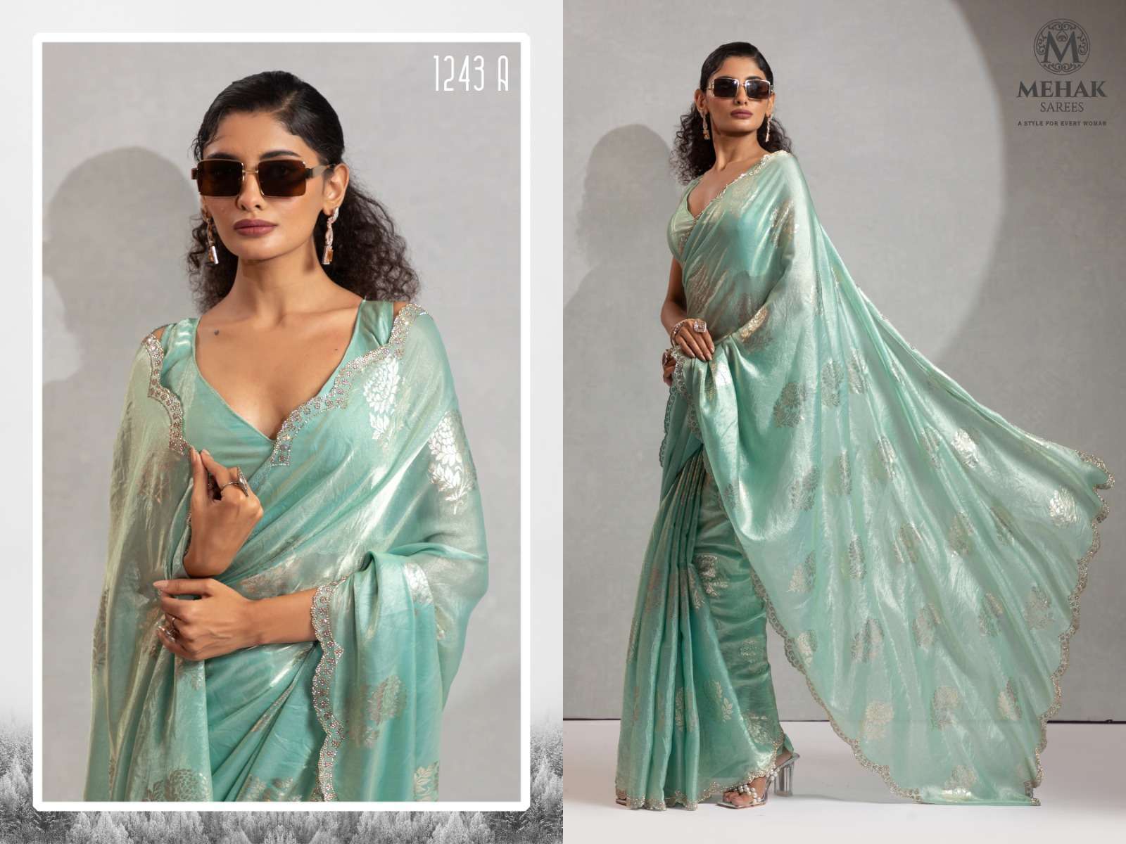Mehak Saree presents 1243 Colors Partywear Satin Silk Saree Catalog 